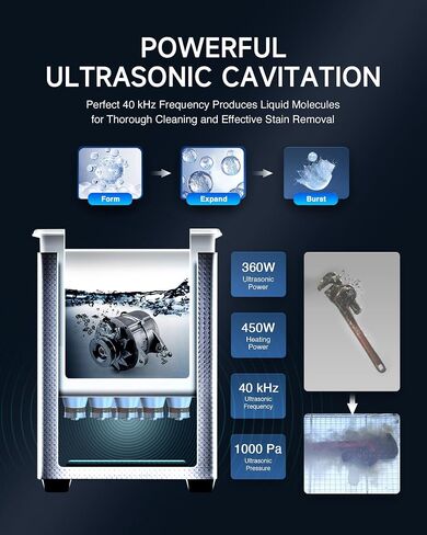 CREWORKS 10L Digital Ultrasonic Cleaner with Degas Gentle Modes, 2.6 gal. Ultrasonic Cleaning Machine, 240W Professional Ultrasound Cleaner with 300W Heater & 30 min Timer for Auto Machine Parts Tools in Kuwait