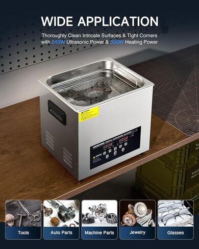 CREWORKS 10L Digital Ultrasonic Cleaner with Degas Gentle Modes, 2.6 gal. Ultrasonic Cleaning Machine, 240W Professional Ultrasound Cleaner with 300W Heater & 30 min Timer for Auto Machine Parts Tools in Kuwait
