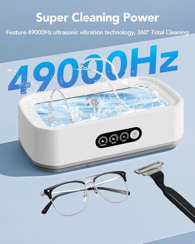 Smart Ultrasonic Jewelry Cleaner - Powerful Portable Ultrasonic Cleaner for Glasses, Rings, Watches, Dentures, high Capacity 650ml Stainless Steel Tank ultrasonic Retainer Cleaner (White) in Kuwait
