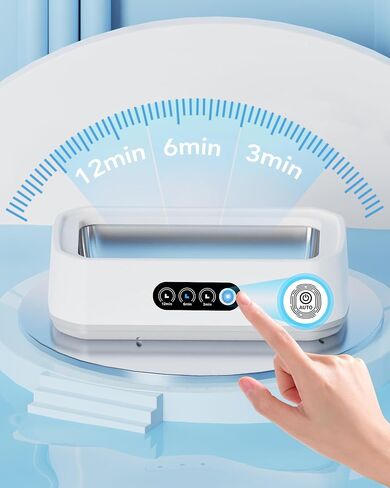 Smart Ultrasonic Jewelry Cleaner - Powerful Portable Ultrasonic Cleaner for Glasses, Rings, Watches, Dentures, high Capacity 650ml Stainless Steel Tank ultrasonic Retainer Cleaner (White) in Kuwait