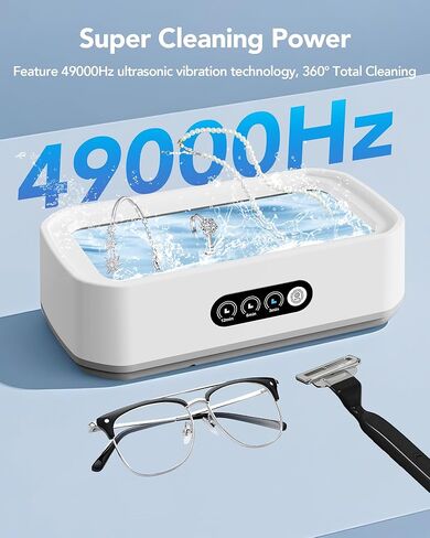 منظف ​​المجوهرات بالموجات فوق الصوتية الذكية - منظف قوي للموجات فوق الصوتية للنظارات ، والخواتم ، والساعات ، وأطقم الأسنان ، وسعة عالية من الفولاذ المقاوم للصدأ من الفولاذ المقاوم للصدأ منظف الموجات فوق الصوتية (أبيض) in Kuwait