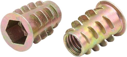 10pcs/lot Zinc Alloy Thread for Wood Insert Nut Flanged Hex Drive Head Furniture Nuts M4 M5 M6 M8 M10(M6x20mm X10pcs) in Saudi Arabia