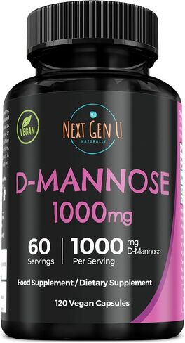 D Mannose - 1500 ملغ - المكملات الغذائية الصحية والغذائية - 120 كبسولات نباتية - قد تساعد في دعم المسالك البولية الصحية والمثانة - بواسطة NextGenu in Saudi Arabia