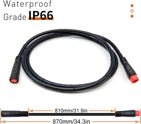 Ebike Extension Cable Julet 2Pin/3pin/4pin/5pin/6pin موصل مقاوم للماء أنثى إلى الذكور DIY شاشة الفرامل الكهربائية كابل تمديد ضوء الخانق (2pin من الذكور والإناث) in Saudi Arabia
