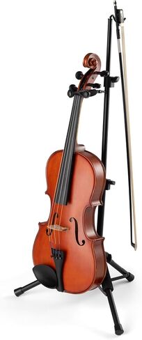 OnStage Viola/Violin Stand with Bow Holder Foldable Orchestral Strings Accessories-Head Protection Lock&Bow Hanger,Tripod Base,Height Adjustable,Padded,Steel,Nonslip Rubber Feet, Portable, Black in Saudi Arabia