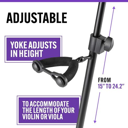 OnStage Viola/Violin Stand with Bow Holder Foldable Orchestral Strings Accessories-Head Protection Lock&Bow Hanger,Tripod Base,Height Adjustable,Padded,Steel,Nonslip Rubber Feet, Portable, Black in Saudi Arabia