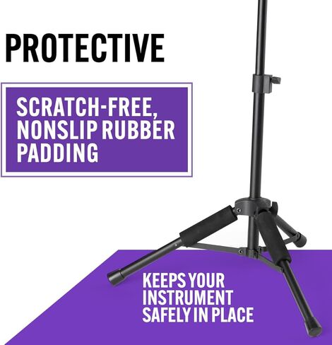 OnStage Viola/Violin Stand with Bow Holder Foldable Orchestral Strings Accessories-Head Protection Lock&Bow Hanger,Tripod Base,Height Adjustable,Padded,Steel,Nonslip Rubber Feet, Portable, Black in Saudi Arabia