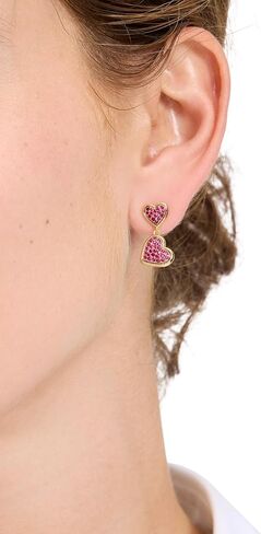 Kate Spade New York Heart Pave Drop أقراط ، واضحة/لهجة in Kuwait