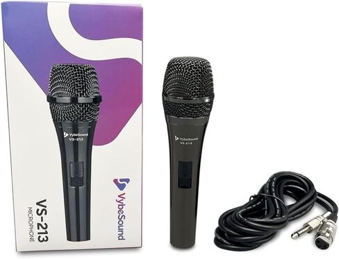 VS-213 ميكروفون صوتي ديناميكي احترافي-كابل XLR 13 قدمًا ، مفتاح تشغيل/إيقاف ، للمكبرات الصوت ، الكاريوكي ، البودكاست ، أمبير وخلاطات ، أسود ، أسود in Saudi Arabia