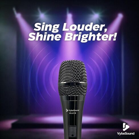VS-213 ميكروفون صوتي ديناميكي احترافي-كابل XLR 13 قدمًا ، مفتاح تشغيل/إيقاف ، للمكبرات الصوت ، الكاريوكي ، البودكاست ، أمبير وخلاطات ، أسود ، أسود in Saudi Arabia