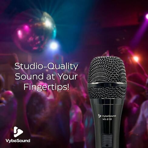 VS-213 ميكروفون صوتي ديناميكي احترافي-كابل XLR 13 قدمًا ، مفتاح تشغيل/إيقاف ، للمكبرات الصوت ، الكاريوكي ، البودكاست ، أمبير وخلاطات ، أسود ، أسود in Saudi Arabia