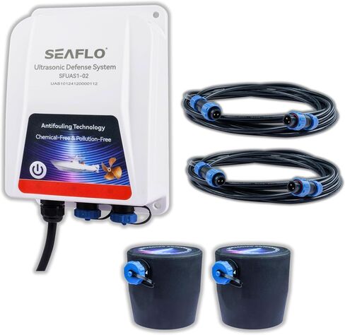 SEAFLO Ultrasonic Hull Defense System – Fully Automated Anti-Fouling Device, Prevents Barnacle & Algae Growth, Protects Hull, Drives & Running Gear, Covers 200 sq.ft – 4-Year Warranty in Kuwait
