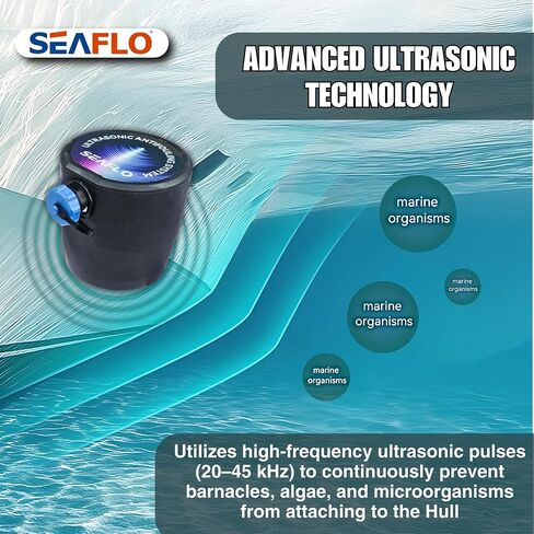 SEAFLO Ultrasonic Hull Defense System – Fully Automated Anti-Fouling Device, Prevents Barnacle & Algae Growth, Protects Hull, Drives & Running Gear, Covers 200 sq.ft – 4-Year Warranty in Kuwait