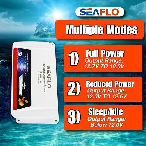SEAFLO Ultrasonic Hull Defense System – Fully Automated Anti-Fouling Device, Prevents Barnacle & Algae Growth, Protects Hull, Drives & Running Gear, Covers 200 sq.ft – 4-Year Warranty in Kuwait