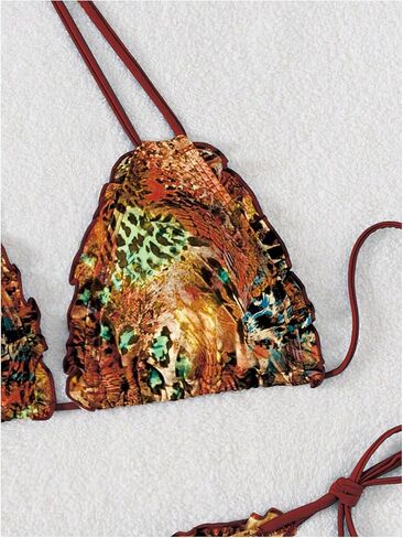 Wdirara Women’s Leopard String Bikini مجموعة مثلث الرسن Swimsuit 2 قطعة بدلة السباحة in Kuwait
