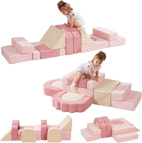 Foam Climbing Toys for Toddlers, 13pcs Soft Play Climbing Blocks | Climb and Crawl Activity Playset, Indoor Crawling Sliding Toys, High-Density Foam Play Structures for Playroom,Washable Cover in Saudi Arabia