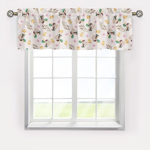 Unisex Watercolor Mallard Ducks Flowers Nursery Short Curtain Valance with Rod Pocket for Boys Girls Kids Toddlers Bedroom Living Room Window Decor-18x54 in Kuwait