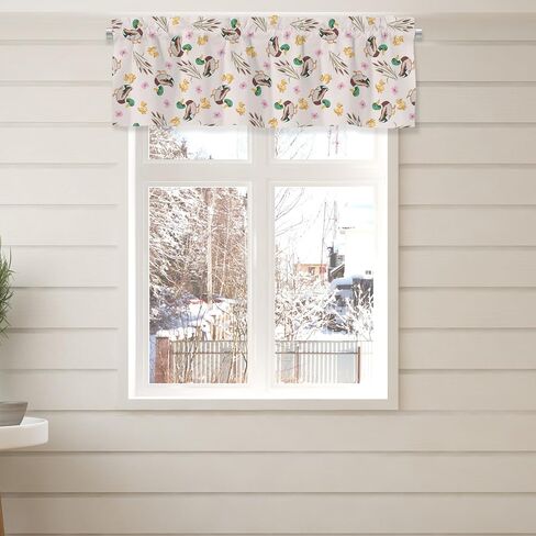 Unisex Watercolor Mallard Ducks Flowers Nursery Short Curtain Valance with Rod Pocket for Boys Girls Kids Toddlers Bedroom Living Room Window Decor-18x54 in Kuwait