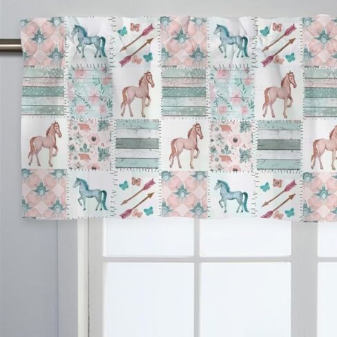 Unisex Farm Animals Cows Chicken Horse Sheep Pigs Nursery Short Curtain Valance with Rod Pocket for Boys Girls Kids Toddlers Bedroom Living Room Window Decor-18x54 in Saudi Arabia