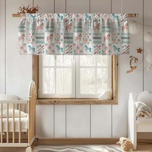 Unisex Farm Animals Cows Chicken Horse Sheep Pigs Nursery Short Curtain Valance with Rod Pocket for Boys Girls Kids Toddlers Bedroom Living Room Window Decor-18x54 in Saudi Arabia
