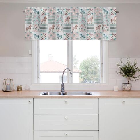 Unisex Farm Animals Cows Chicken Horse Sheep Pigs Nursery Short Curtain Valance with Rod Pocket for Boys Girls Kids Toddlers Bedroom Living Room Window Decor-18x54 in Saudi Arabia