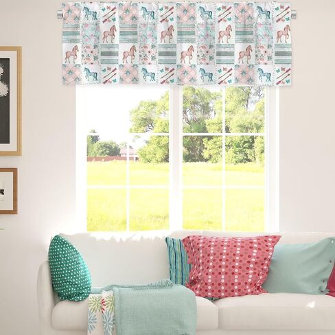 Unisex Farm Animals Cows Chicken Horse Sheep Pigs Nursery Short Curtain Valance with Rod Pocket for Boys Girls Kids Toddlers Bedroom Living Room Window Decor-18x54 in Saudi Arabia