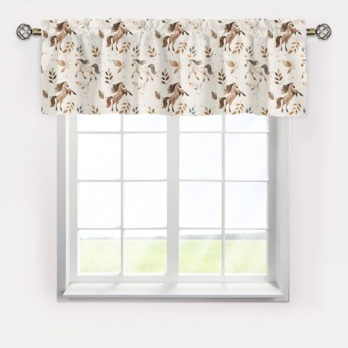 Unisex Farm Animals Cows Chicken Horse Sheep Pigs Nursery Short Curtain Valance with Rod Pocket for Boys Girls Kids Toddlers Bedroom Living Room Window Decor-18x54 in Saudi Arabia