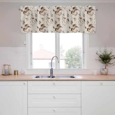 Unisex Farm Animals Cows Chicken Horse Sheep Pigs Nursery Short Curtain Valance with Rod Pocket for Boys Girls Kids Toddlers Bedroom Living Room Window Decor-18x54 in Saudi Arabia