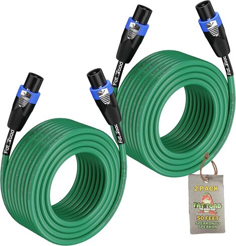 Fat Toad 50ft Calpionon Cables (Twist-lockpro Series) 2-Pack-Green 12 AWG Wire Audio Spealer مع موصلات للسلطة الفلسطينية والاستوديوهات والمرحلة in Kuwait