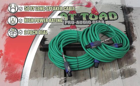 Fat Toad 50ft Calpionon Cables (Twist-lockpro Series) 2-Pack-Green 12 AWG Wire Audio Spealer مع موصلات للسلطة الفلسطينية والاستوديوهات والمرحلة in Kuwait
