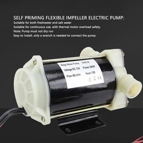 WALFRONT 12V Bilge Pump Self Priming Flexible Impeller Electric Pump Low Energy Consumption 200w 12m Head in Saudi Arabia