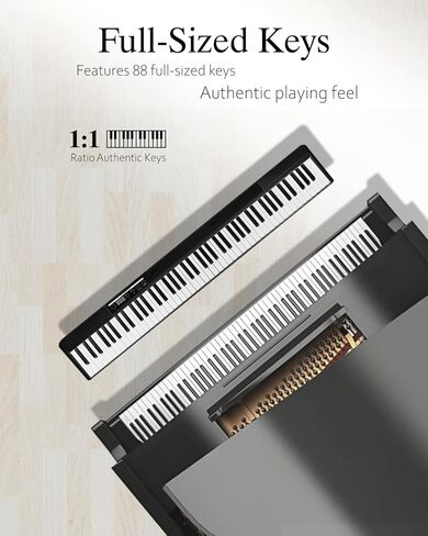 Longeye Piano Keyboard 88 Keys Compact Digital Piano for Beginners with Full Size Semi Weighted Keys, Sustain Pedal, Headphones, Carrying Case (88 Key With Stand, Black) in Saudi Arabia