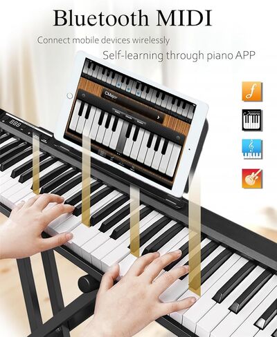 Longeye Piano Keyboard 88 Keys Compact Digital Piano for Beginners with Full Size Semi Weighted Keys, Sustain Pedal, Headphones, Carrying Case (88 Key With Stand, Black) in Saudi Arabia
