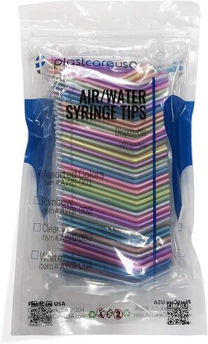 1000 Rainbow Dental Air Water Syringe Tips, Disposable Spray Nozzles, 4 Bags of 250 in Saudi Arabia
