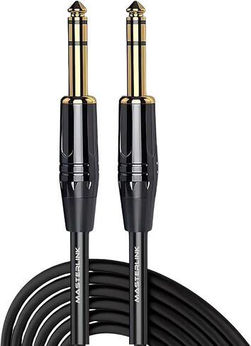 MASTERLINK 6ft 1/4 TRS Guitar Instrument Stereo| Gold Connectors, Balanced, 6.35mm Male to Male Jack Stereo Audio Balanced Line for Synths, Keyboard, Mixer, Amplifier, Speakers, Electric Bass Guitars in Saudi Arabia