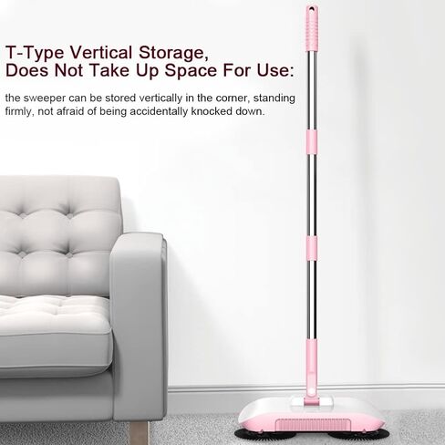 Carpet Sweeper, Household Hand Push Sweeper Mini Hand Push Sweeper Mop Carpet Broom Dustpan for Homes Dormitories Apartments Hotels Office Buildings (Pink) in Saudi Arabia