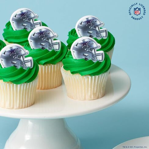 Decopac NFL Chicago Bears Rings ، 24 زينة لكب كيك كرة القدم ، حلقات كرة قدم مرخصة رسميًا ، أغطية طعام آمنة للأطعمة - 24 حزمة in Kuwait