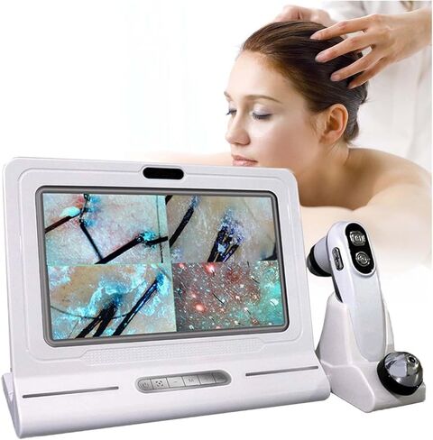 Skin Diagnosis Hair Analyzer, 11 Inch HD LCD Screen Skin Diagnosis Hair Analyzer Machine, 50x/200x DualHeads, 4 Screen Comparison for Home, Beauty Salon Spa in Saudi Arabia
