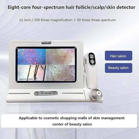 Skin Diagnosis Hair Analyzer, 11 Inch HD LCD Screen Skin Diagnosis Hair Analyzer Machine, 50x/200x DualHeads, 4 Screen Comparison for Home, Beauty Salon Spa in Saudi Arabia