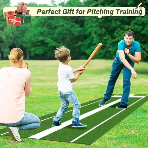 10 x 3 FT Softball Pitching Mat, Pitching Mat with Non-Slip Backing, High Density Anti-Fade Turf, Softball Pitching Mound for Indoor & Outdoor Use, Green/Clay in Saudi Arabia