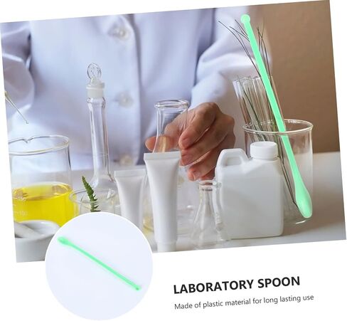 Amosfun 100Pcs Green Plastic Mixing Scoops Laboratory Sampling Spoons Spatulas for Powders and Granules Plastic for Home Lab Restaurant Use in Saudi Arabia