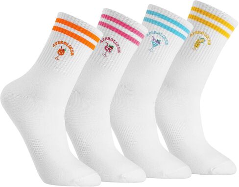 Jspupifip Funny Crew Socks for Women Men ، 3 زوجًا من الأطعمة القطنية اللطيفة وجورب المشروبات مع نمط Aperol Spritz in Kuwait