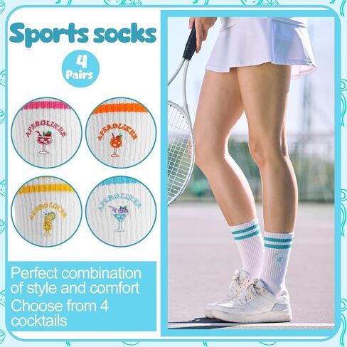 Jspupifip Funny Crew Socks for Women Men ، 3 زوجًا من الأطعمة القطنية اللطيفة وجورب المشروبات مع نمط Aperol Spritz in Kuwait