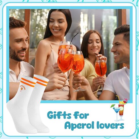 Jspupifip Funny Crew Socks for Women Men ، 3 زوجًا من الأطعمة القطنية اللطيفة وجورب المشروبات مع نمط Aperol Spritz in Kuwait