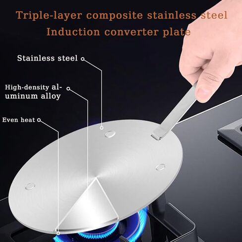 11Inch Heat Diffuser Plates for Gas Electric Stoves, Flygragon Stainless Steel Cooking Induction Adapter Plate for Glass Cooktop, Detachable Handle Induction Cooktop Converter Plate in Saudi Arabia