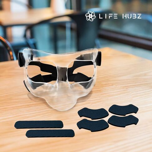 LifeHubz Nose Guard for Sports, Face Shield Masks for Broken Nose with Padding, Adjustable, Breathable, and Clear for Adults and Teenagers, Suitable for Basketball, Soccer, and Other Sports in Saudi Arabia