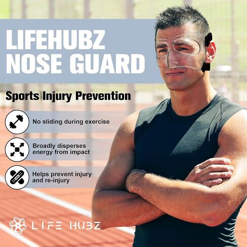 LifeHubz Nose Guard for Sports, Face Shield Masks for Broken Nose with Padding, Adjustable, Breathable, and Clear for Adults and Teenagers, Suitable for Basketball, Soccer, and Other Sports in Saudi Arabia