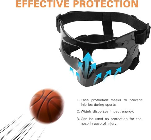حارس الأنف للأنف المكسور ، أقنعة الوجه الواقية لرياضات كرة السلة وسباق كرة القدم ، قناع للوجه القابل للتعديل مع حشوة الرغوة in Kuwait