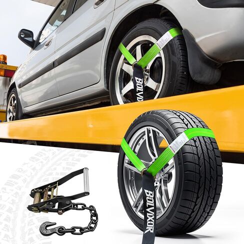 4 حزمة تعادل السيارة لأشرطة للمقطورات - 2 "× 96" - قوة كسر 9900 رطل - أشرطة الإطارات مع مرساة السلسلة الثقيلة لسحب UTV ، سيارات الدفع الرباعي ، شاحنة ، أي سيارات in Kuwait