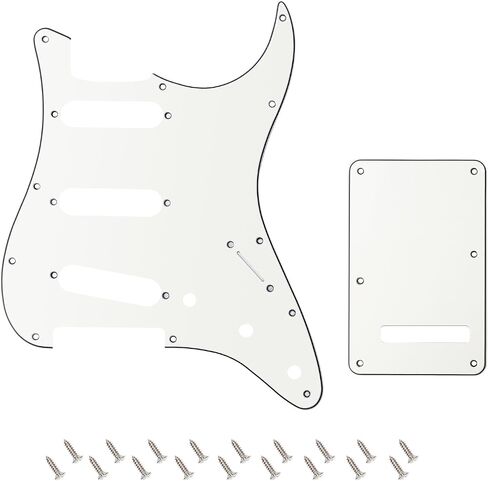 Banworks 4 Ply Strat SSS Pickguard 11-Hole Pickguard Scratch Plate with Backplate 6-Hole Trem Tremolo Cover Set for USA/Mexican Modern Style Standard Stratocaster ST JT/HB-08 Brown Tortoiseshell in Kuwait